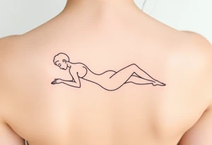 delicate small silhouette of woman lying on her side tattoo idea