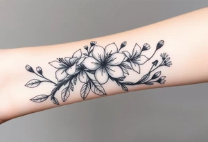 Azalea flowers with thick vines and wildflowers tattoo idea