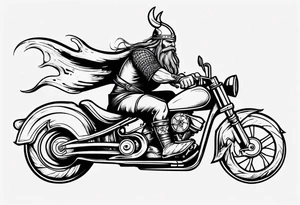 Viking riding a motorcycle along the beach tattoo idea