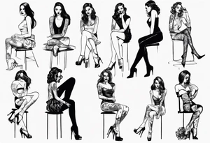 The girl in heels sits with her legs wide open tattoo idea