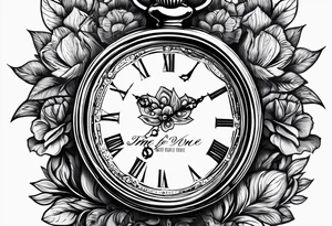 pocket watch with the saying "Time waits for no one..." tattoo idea