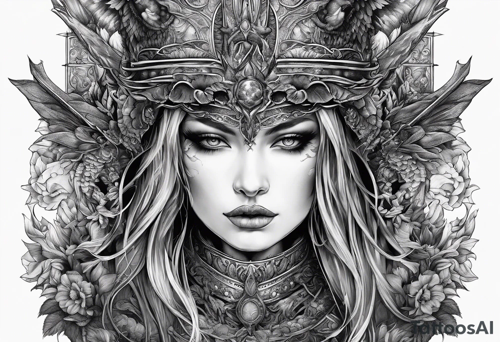 the goddess nemesis sword scary blood hell tattoo idea