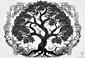 ARBRE DE VIE QUI SE TRANFORME EN SERPENT DANS LE STYLE DISNEY tattoo idea