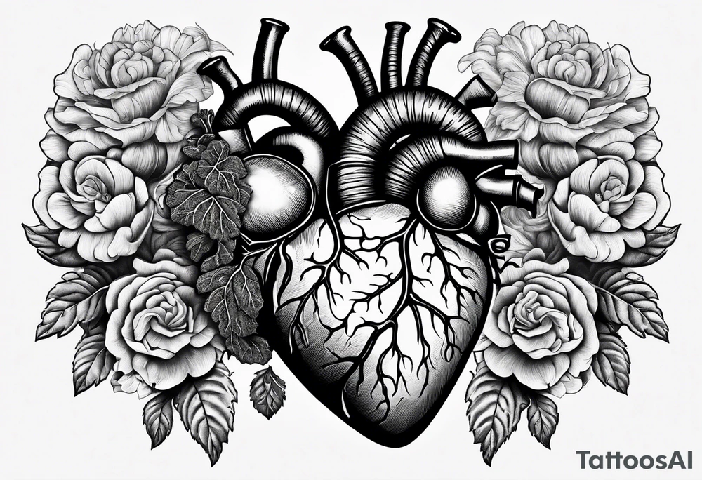 Manly Human heart intertwined with cabbage leaved tattoo idea Manly Human heart intertwined with cabbage leaved tattoo idea