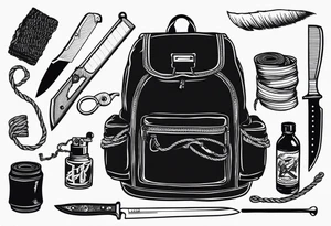 murderers kill kit backpack knife rope duct tape tattoo idea