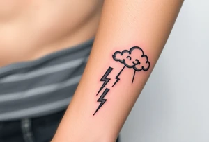 Black storm clouds with rain & lightning bolts tattoo idea