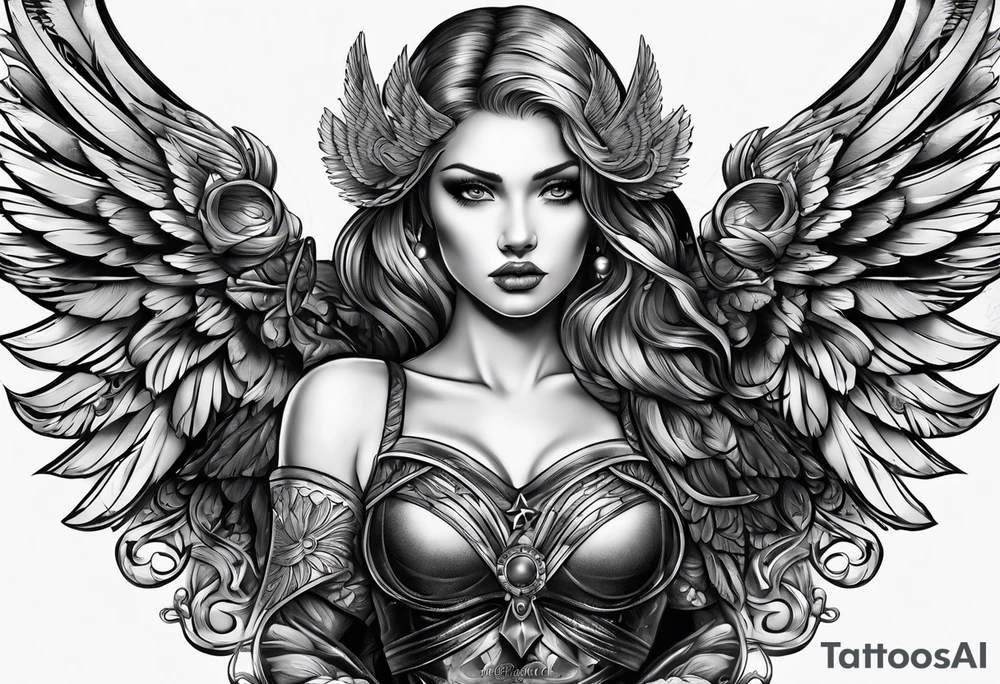 Female dark angel tattoo idea