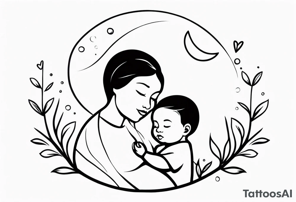 tiny tattoo for mother and children tattoo idea