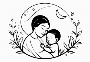 tiny tattoo for mother and children tattoo idea