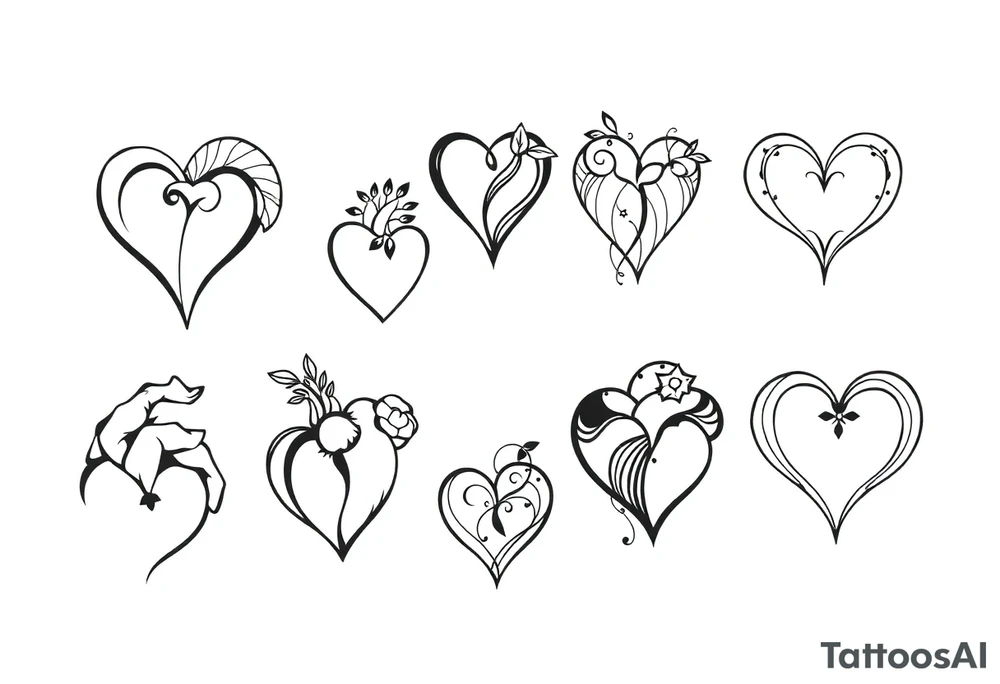 12 unique hearts tattoo idea