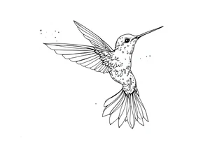 Fine line hummingbird in flight tattoo idea