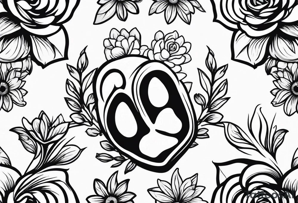 Paw print made of flowers tattoo idea