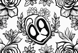 Paw print made of flowers tattoo idea