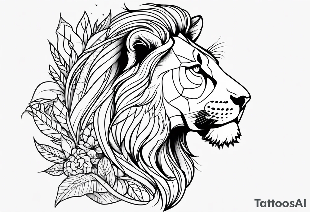 De um leão para mulher tattoo idea