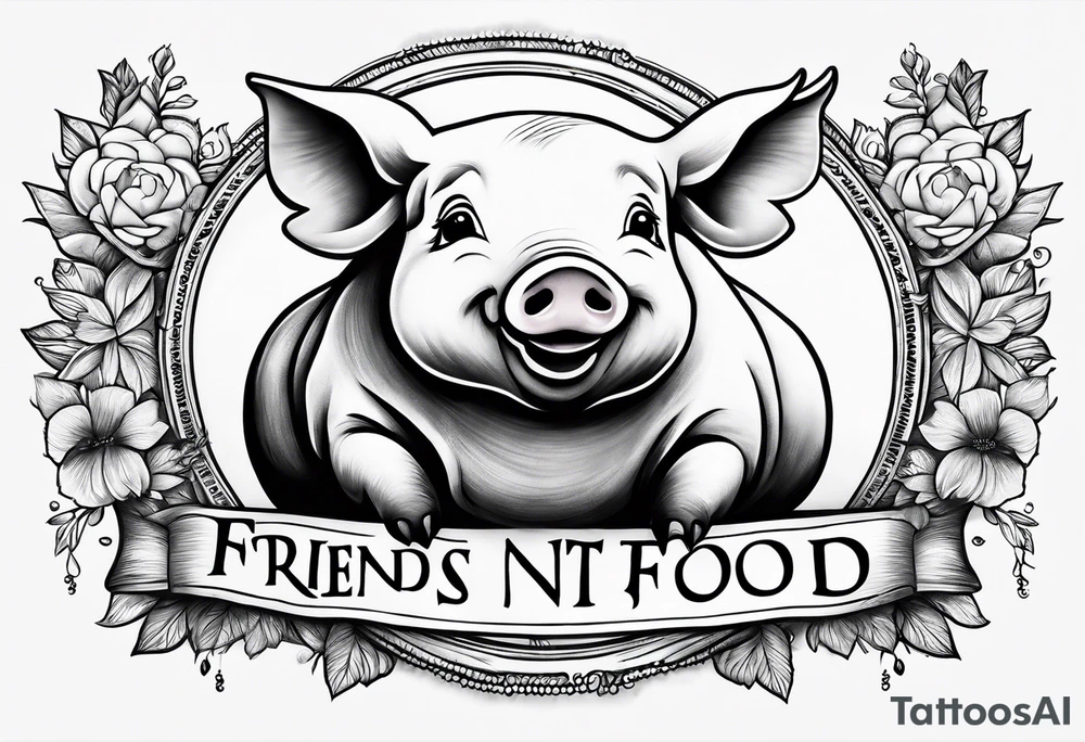 cute piglet with text 'friends not food' tattoo idea cute piglet with text 'friends not food' tattoo idea