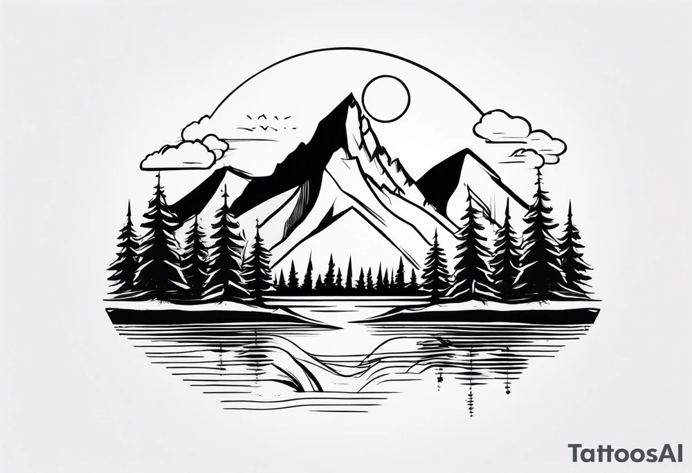 mountain and trees tattoo idea