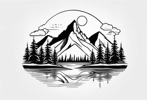 mountain and trees tattoo idea