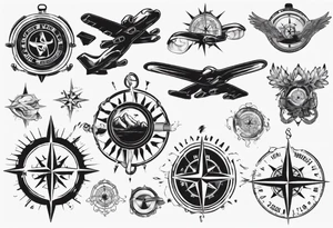 skydiving, shooting guns, adventure, compass tattoo idea