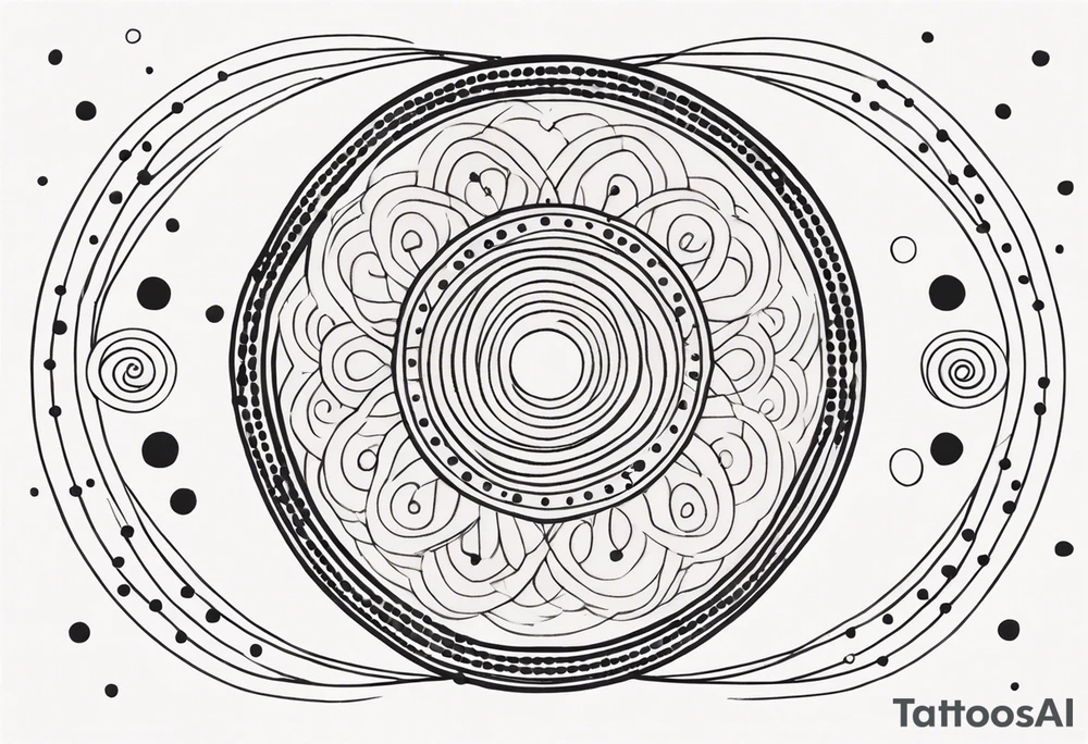 spiritual design made of black dots and circles tattoo idea