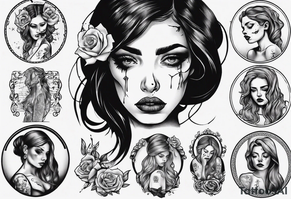 sad woman tattoo idea