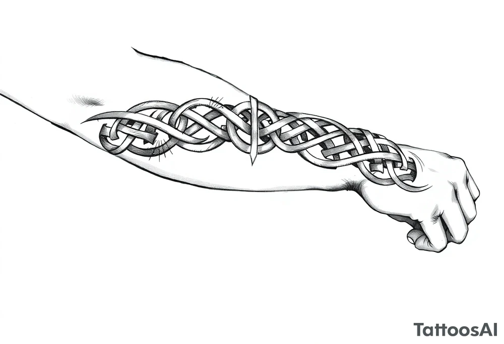 And arm band tattoo with an emphasis on Anglo Saxon and Celtic tradition tattoo idea