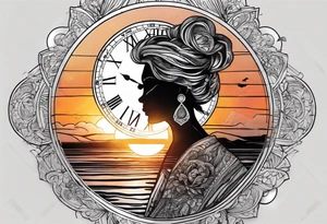 time element in sunset for man simple design tattoo idea