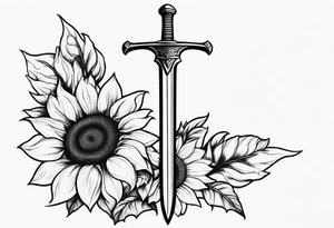 sword with sunflowers on it tattoo idea