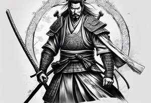 samurai holding sward tattoo idea