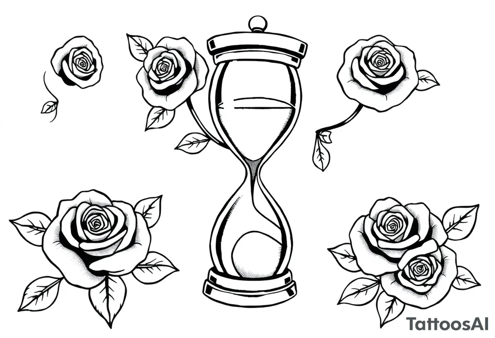 Roses money sandtimer tattoo idea