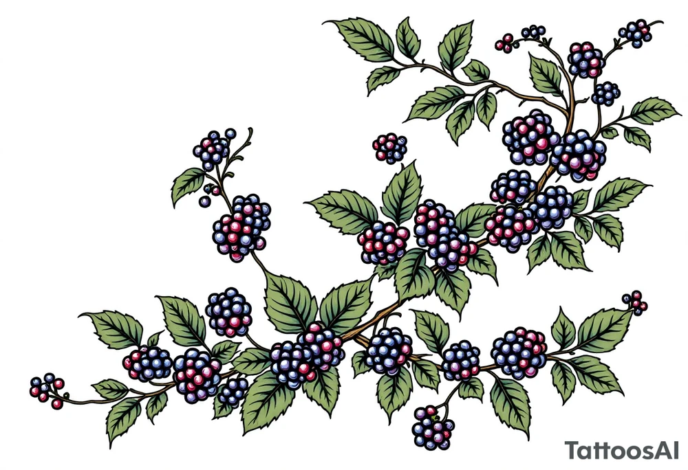 American traditional style Blackberry vine to wrap around an arm tattoo idea