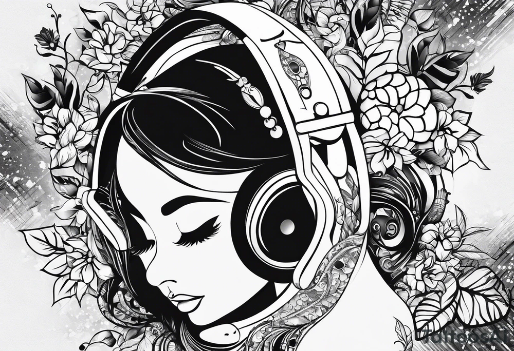 Music intertwined with baby footprints tattoo idea