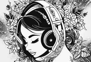 Music intertwined with baby footprints tattoo idea