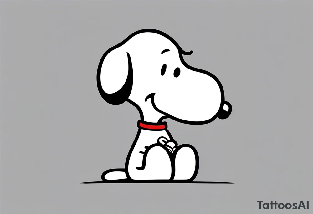 happy snoopy side profile calling on a dial telephone tattoo idea