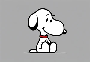 happy snoopy side profile calling on a dial telephone tattoo idea