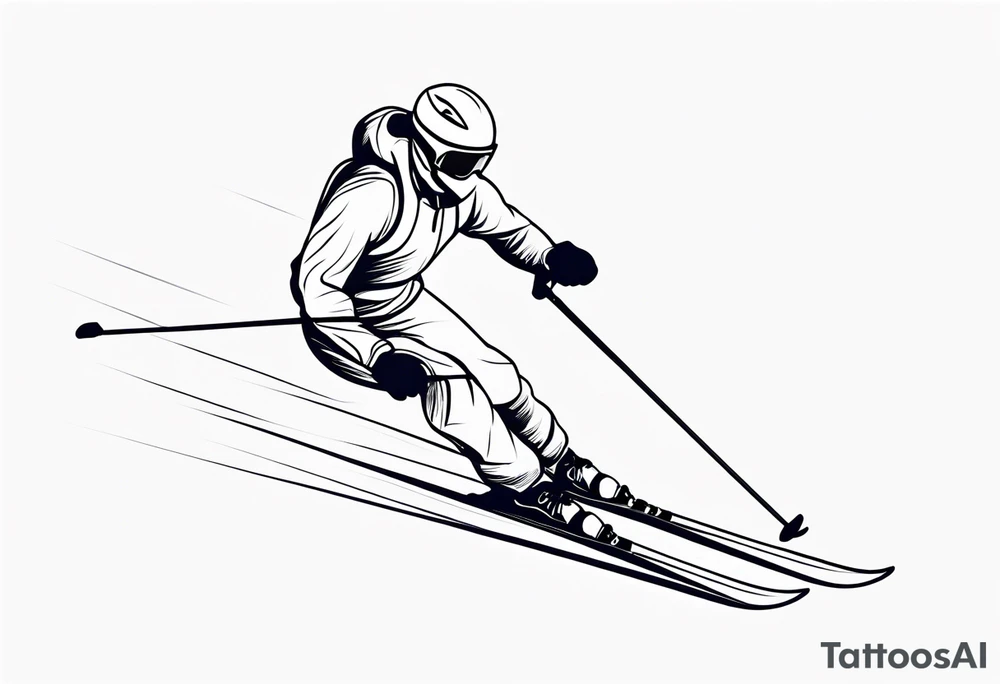 Skier in motion, single line tattoo idea