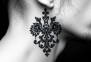 Traditional Russian orthodox design on the side of neck tattoo idea