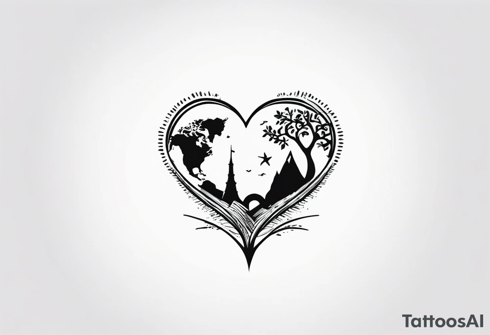 a minimalistic, very small, fine line tattoo symbolizing my love to travel the world and explore new cultures while also including a symbol of my roots, my family and friends, who I am very grateful for tattoo idea