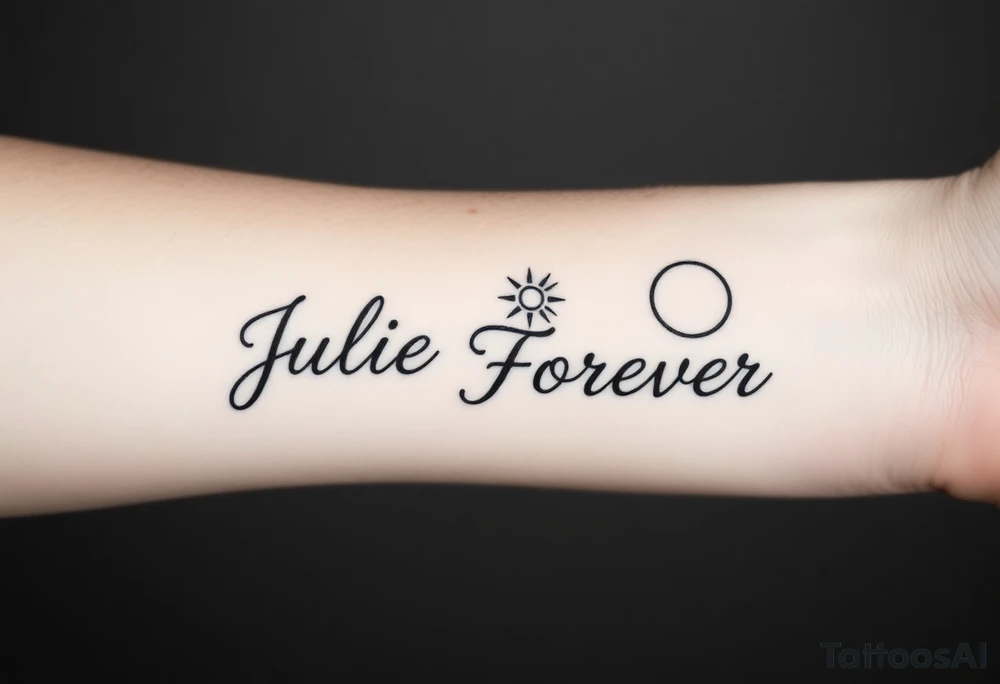 Julie Forever with clouds sun and moon tattoo idea