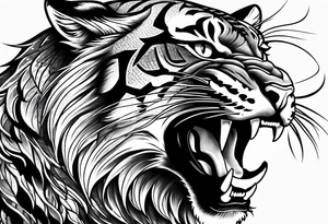 big cat growling tattoo idea