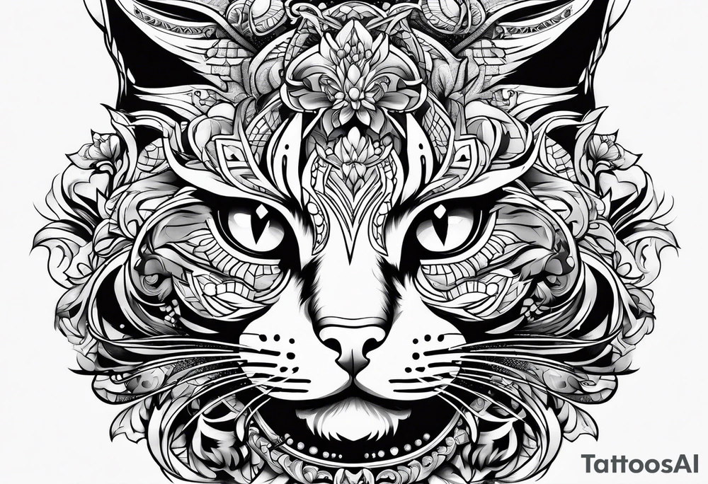 cat with logo "MRBG" tattoo idea