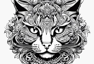 cat with logo "MRBG" tattoo idea