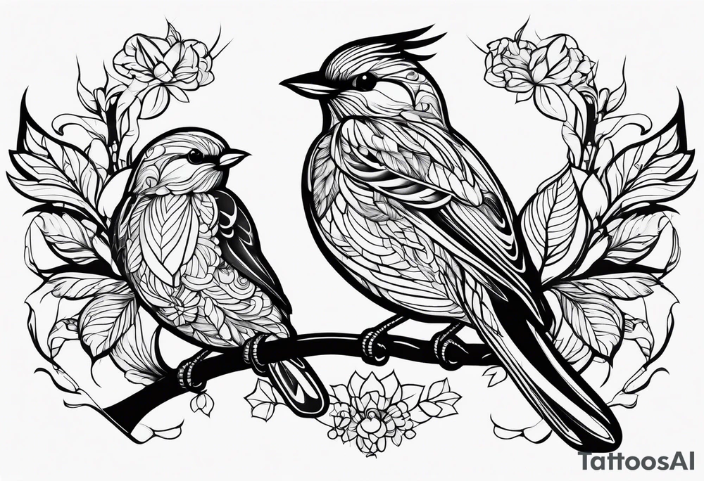 outline of two birds tattoo idea