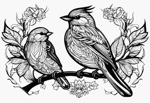 outline of two birds tattoo idea