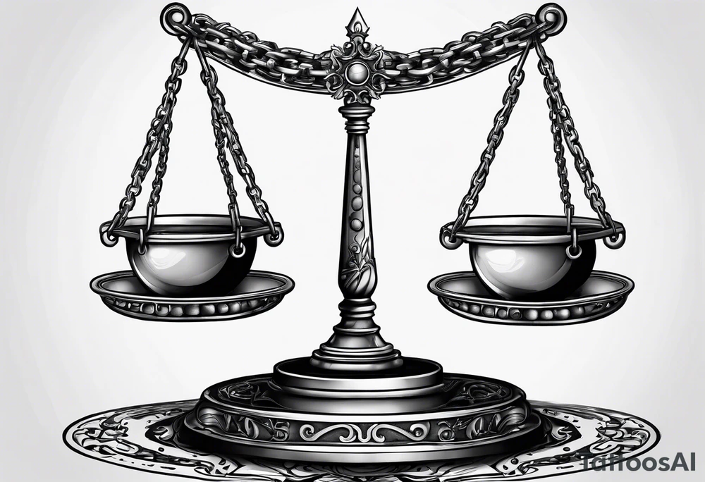 Libra scale with broken chains tattoo idea