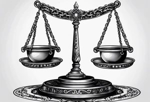 Libra scale with broken chains tattoo idea