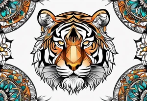 Tiger with sacred geometry and shapes tattoo idea