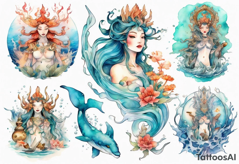 a sea goddess tattoo idea
