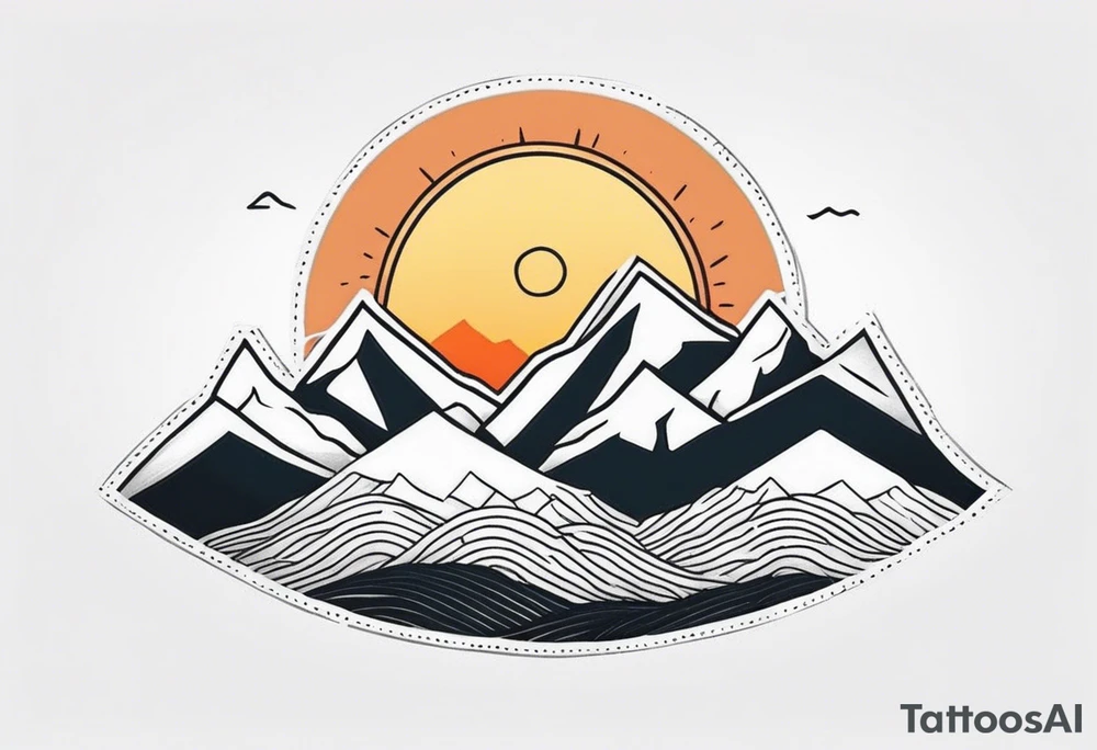 mountains with a sun tattoo idea