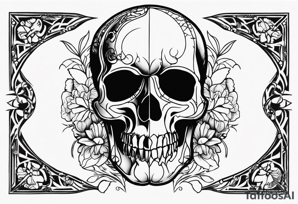 Memento mori written skull sleeve tattoo design tattoo idea