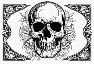 Memento mori written skull sleeve tattoo design tattoo idea